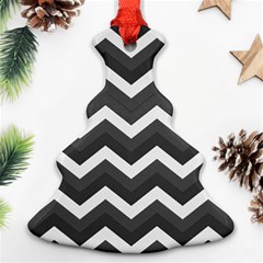 Chevron Dark Gray Christmas Tree Ornament (2 Sides) by ImpressiveMoments