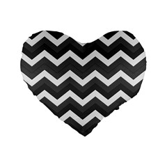 Chevron Dark Gray Standard 16  Premium Heart Shape Cushions by ImpressiveMoments