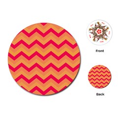 Chevron Peach Playing Cards (round)  by ImpressiveMoments