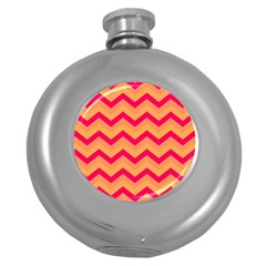 Chevron Peach Round Hip Flask (5 Oz)