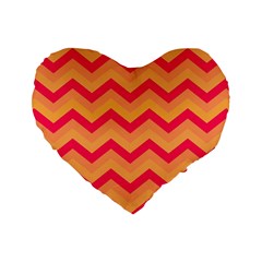 Chevron Peach Standard 16  Premium Flano Heart Shape Cushions by ImpressiveMoments