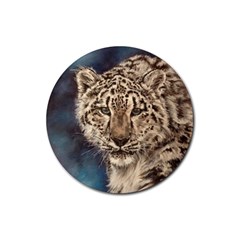 Snow Leopard Drink Coasters 4 Pack (round) by ArtByThree