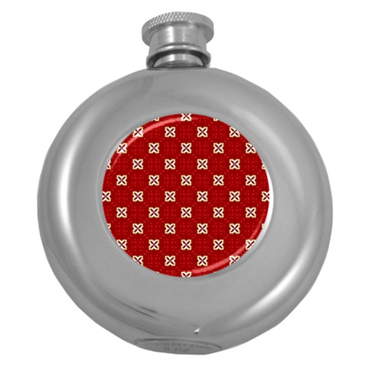 Cute Seamless Tile Pattern Gifts Round Hip Flask (5 oz)