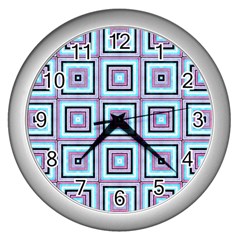 Cute Seamless Tile Pattern Gifts Wall Clocks (silver)  by GardenOfOphir