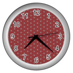 Cute Seamless Tile Pattern Gifts Wall Clocks (silver)  by GardenOfOphir