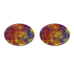 Abstract In Gold, Blue, And Red Cufflinks (oval) by digitaldivadesigns