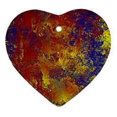 Abstract In Gold, Blue, And Red Heart Ornament (2 Sides) by digitaldivadesigns