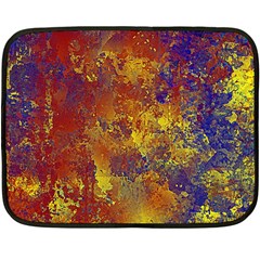 Abstract In Gold, Blue, And Red Double Sided Fleece Blanket (mini)  by digitaldivadesigns