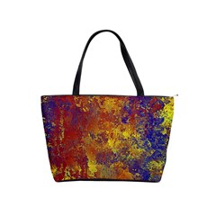 Abstract In Gold, Blue, And Red Shoulder Handbags by digitaldivadesigns