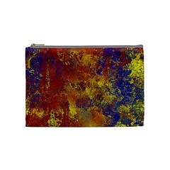 Abstract In Gold, Blue, And Red Cosmetic Bag (medium)  by digitaldivadesigns