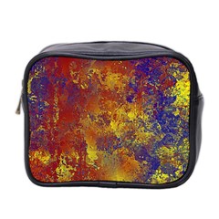 Abstract In Gold, Blue, And Red Mini Toiletries Bag 2-side by digitaldivadesigns