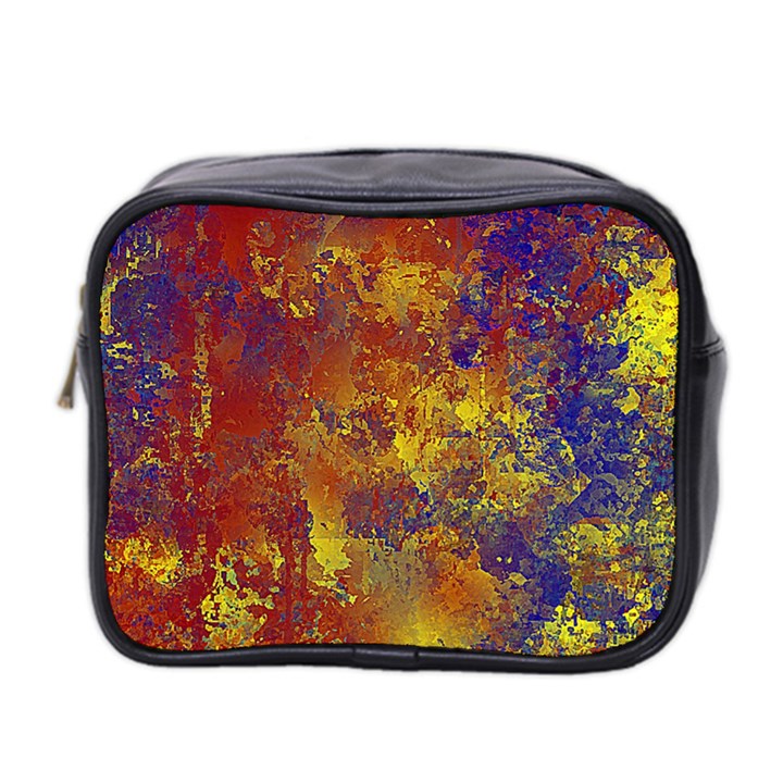 Abstract in Gold, Blue, and Red Mini Toiletries Bag 2-Side