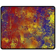 Abstract In Gold, Blue, And Red Fleece Blanket (medium)  by digitaldivadesigns