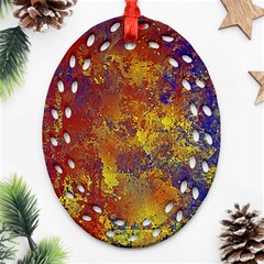 Abstract In Gold, Blue, And Red Ornament (oval Filigree)  by digitaldivadesigns