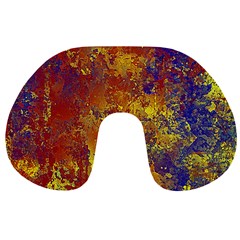 Abstract In Gold, Blue, And Red Travel Neck Pillows