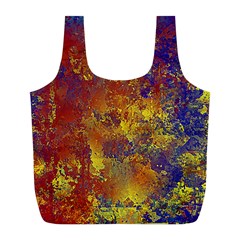 Abstract In Gold, Blue, And Red Full Print Recycle Bags (l)  by digitaldivadesigns