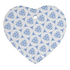 Sweet Doodle Pattern Blue Ornament (heart)  by ImpressiveMoments