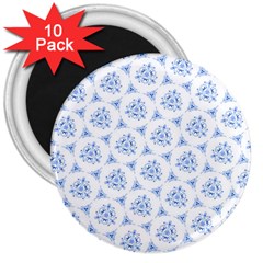 Sweet Doodle Pattern Blue 3  Magnets (10 Pack)  by ImpressiveMoments