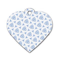 Sweet Doodle Pattern Blue Dog Tag Heart (two Sides) by ImpressiveMoments