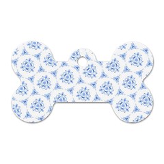 Sweet Doodle Pattern Blue Dog Tag Bone (two Sides)