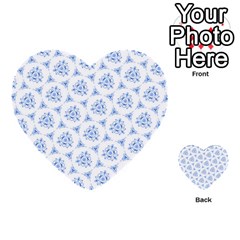 Sweet Doodle Pattern Blue Multi-purpose Cards (heart)  by ImpressiveMoments