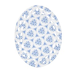 Sweet Doodle Pattern Blue Ornament (oval Filigree)  by ImpressiveMoments