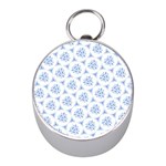 Sweet Doodle Pattern Blue Mini Silver Compasses Front