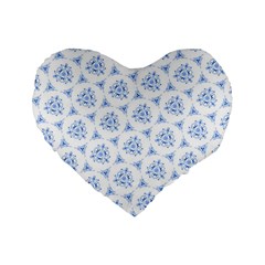 Sweet Doodle Pattern Blue Standard 16  Premium Flano Heart Shape Cushions by ImpressiveMoments