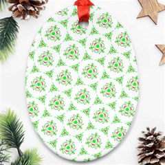 Sweet Doodle Pattern Green Ornament (oval)  by ImpressiveMoments