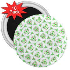 Sweet Doodle Pattern Green 3  Magnets (10 Pack)  by ImpressiveMoments