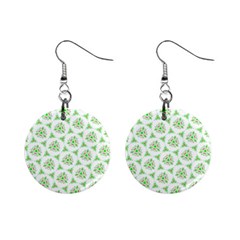 Sweet Doodle Pattern Green Mini Button Earrings by ImpressiveMoments