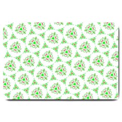 Sweet Doodle Pattern Green Large Doormat  by ImpressiveMoments