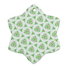 Sweet Doodle Pattern Green Snowflake Ornament (2-side) by ImpressiveMoments