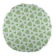 Sweet Doodle Pattern Green Large 18  Premium Flano Round Cushions by ImpressiveMoments