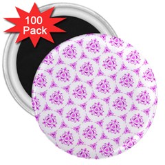 Sweet Doodle Pattern Pink 3  Magnets (100 Pack) by ImpressiveMoments