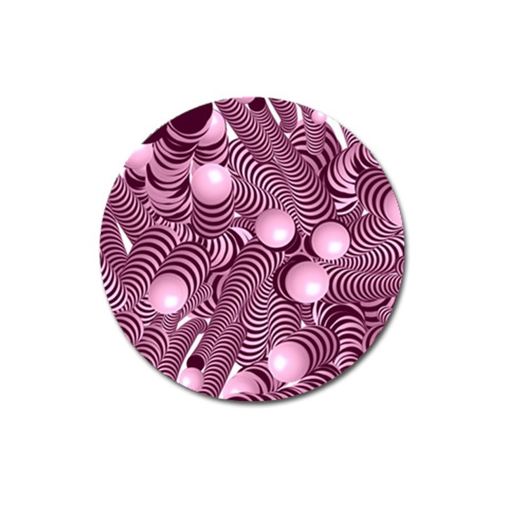 Doodle Fun Pink Magnet 3  (Round)