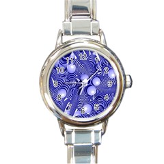 Doodle Fun Blue Round Italian Charm Watches by ImpressiveMoments