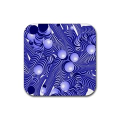 Doodle Fun Blue Rubber Coaster (square)  by ImpressiveMoments