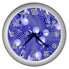 Doodle Fun Blue Wall Clocks (silver)  by ImpressiveMoments