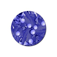 Doodle Fun Blue Rubber Round Coaster (4 Pack)  by ImpressiveMoments