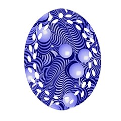 Doodle Fun Blue Oval Filigree Ornament (2-side) 