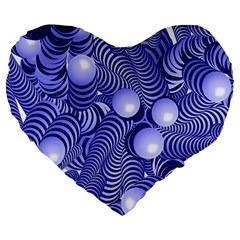 Doodle Fun Blue Large 19  Premium Flano Heart Shape Cushions by ImpressiveMoments