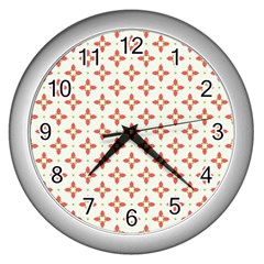 Cute Seamless Tile Pattern Gifts Wall Clocks (silver)  by GardenOfOphir