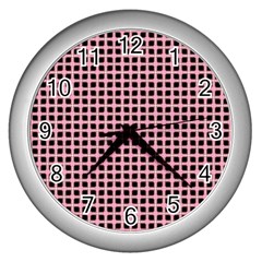 Cute Seamless Tile Pattern Gifts Wall Clocks (silver)  by GardenOfOphir