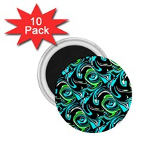 Bright Aqua, Black, And Green Design 1 75  Magnets (10 Pack)  by digitaldivadesigns