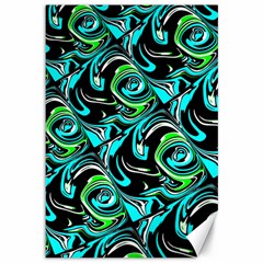 Bright Aqua, Black, And Green Design Canvas 12  X 18   by digitaldivadesigns