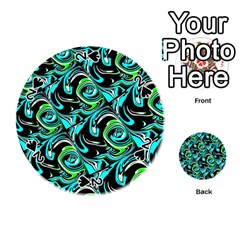 Bright Aqua, Black, And Green Design Playing Cards 54 (round)  by digitaldivadesigns