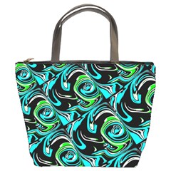 Bright Aqua, Black, And Green Design Bucket Bags by digitaldivadesigns