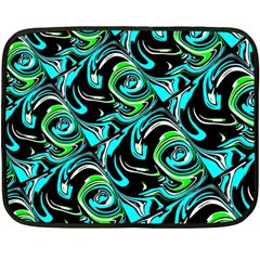 Bright Aqua, Black, And Green Design Fleece Blanket (mini) by digitaldivadesigns