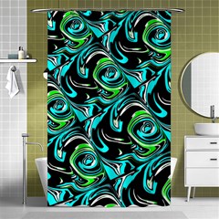 Bright Aqua, Black, And Green Design Shower Curtain 48  X 72  (small)  by digitaldivadesigns